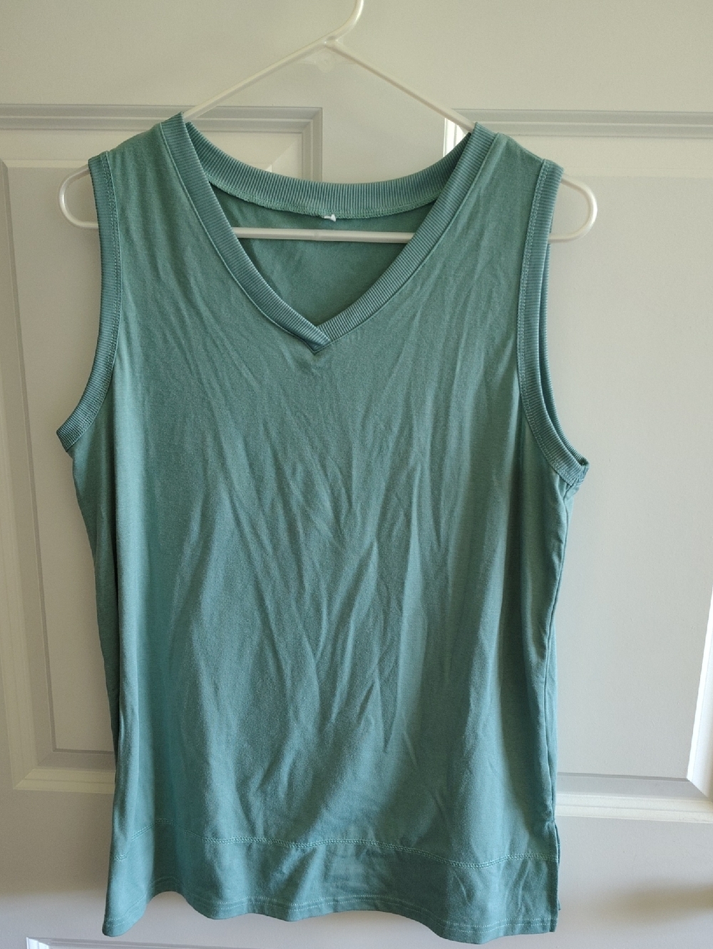 Sleeveless V-Neck Tank Top in Sage Green